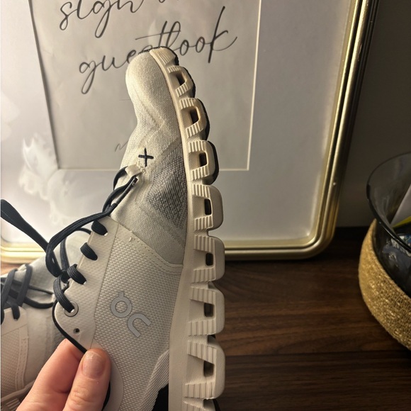 On Running Cream and Black Sneakers - Picture 6 of 7